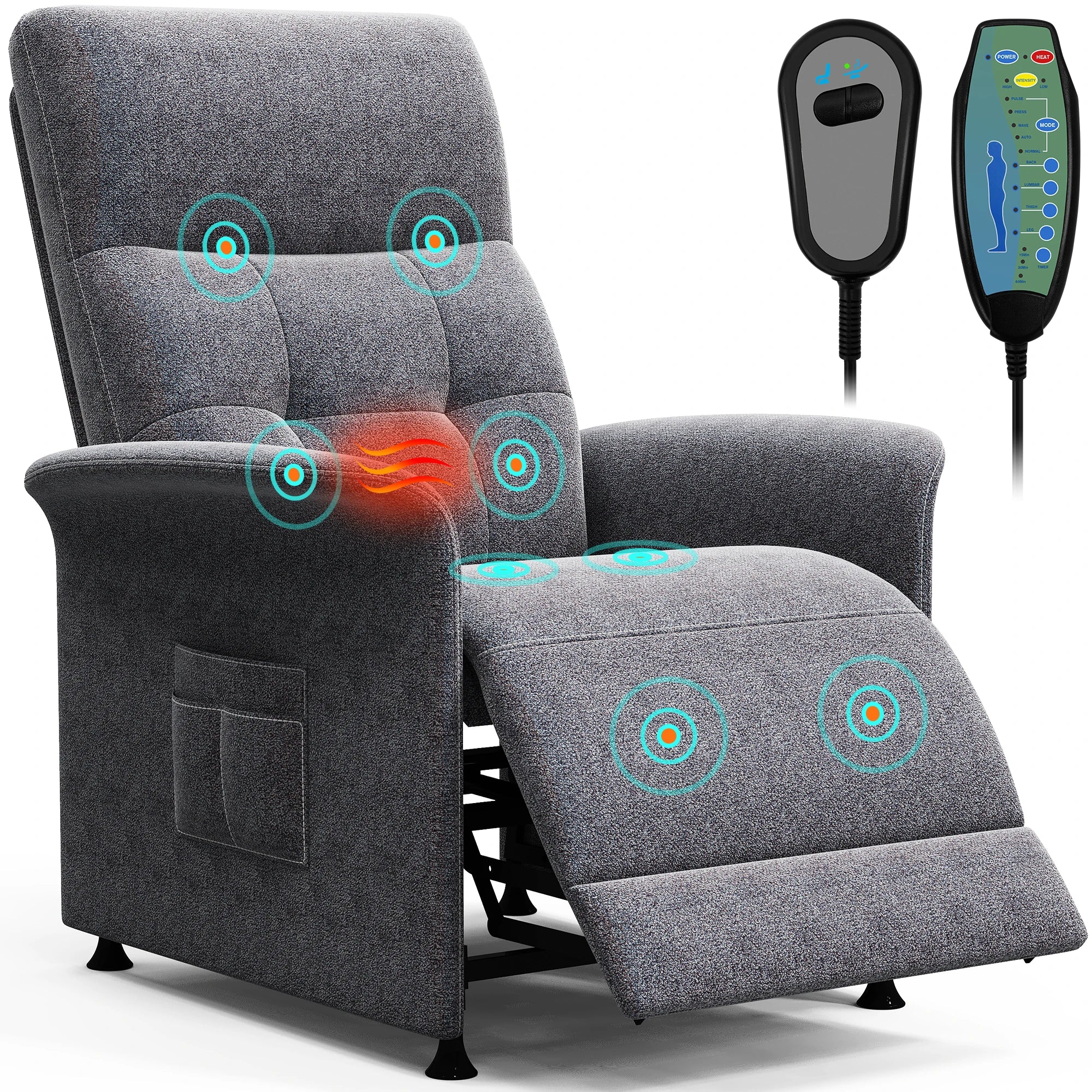 ZBOM Power Recliner Chair With Heated Massage Capability