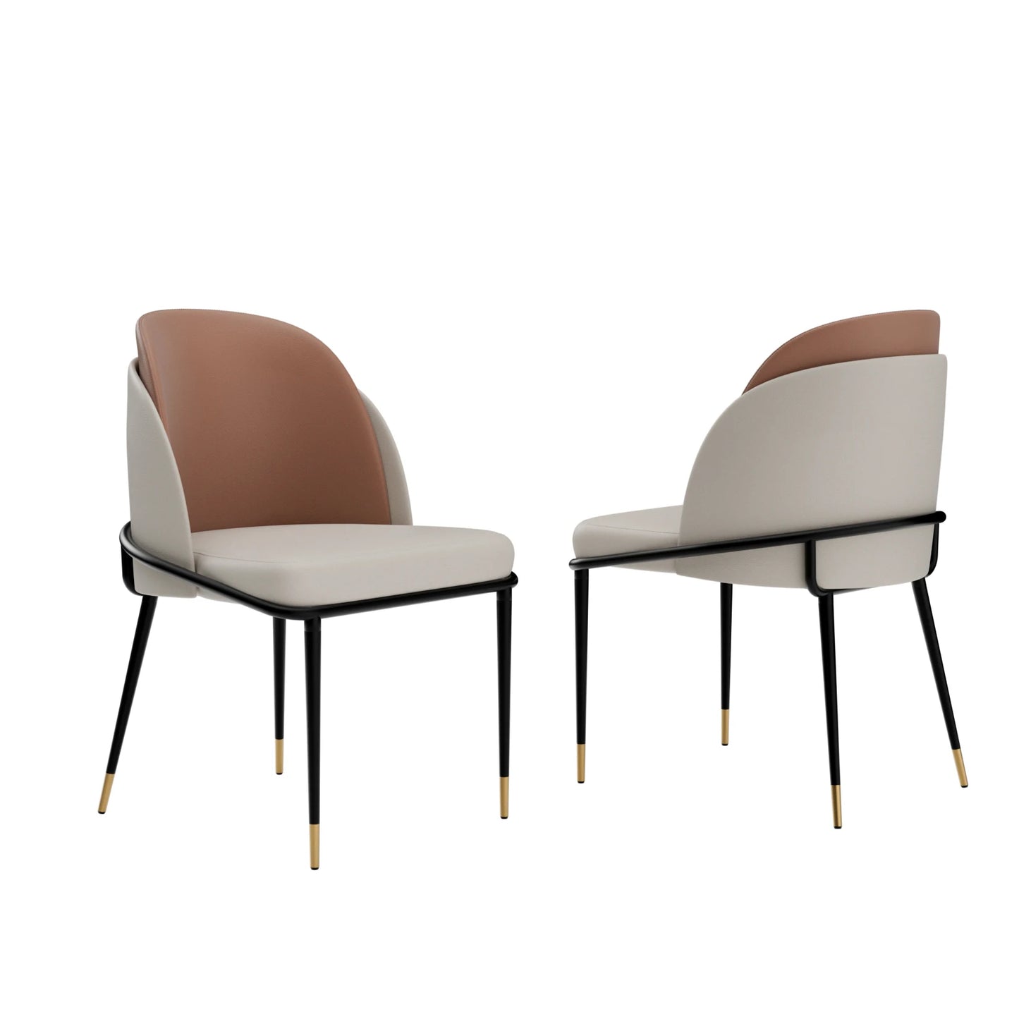 Modern Upholstered Dining Chairs Microfiber Leather Set of 2