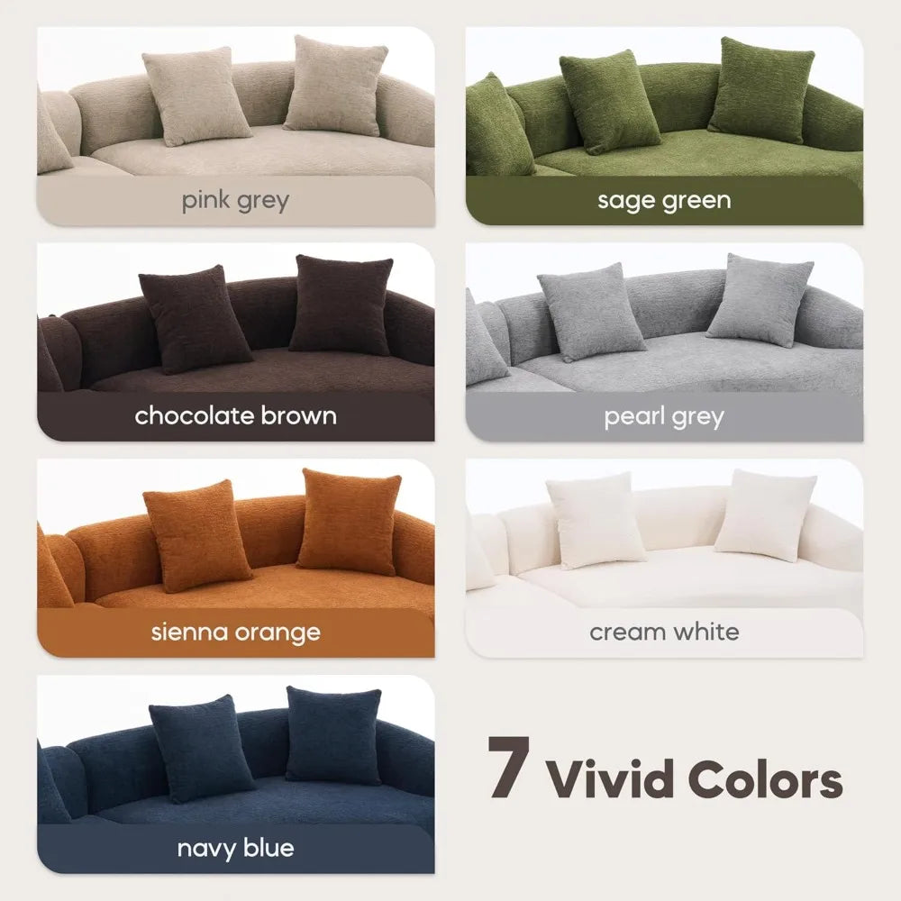 110‘’ Boneless Curved Sofa, Modern Cloud 4-Seater Floor Couch, Minimalist Compression Sofa for Living Room, Customized