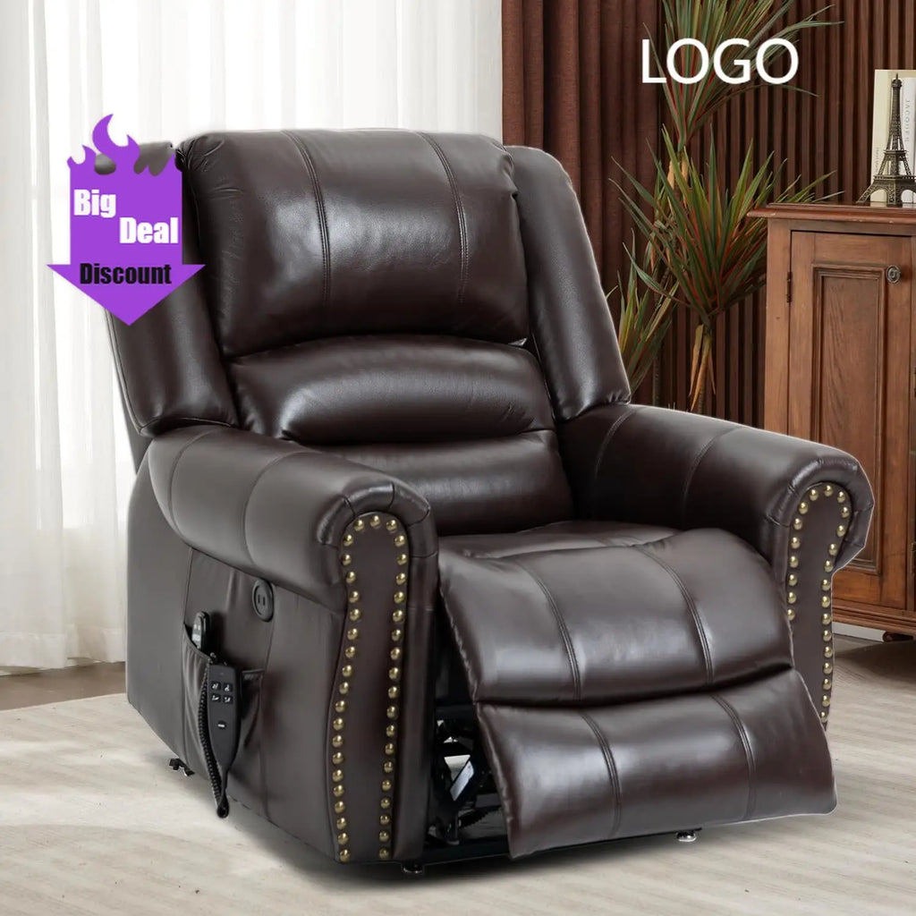 Dual Motor Power Lift Chair, Lay Flat Recliner Chair, Electric Recliner with Massage and Heat for Elderly, Remote Control,