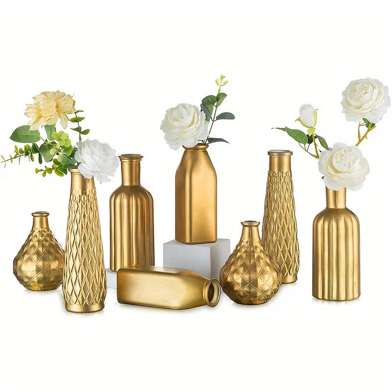 Function Cylindrical Glass Vase With Gilded Finish Centerpiece