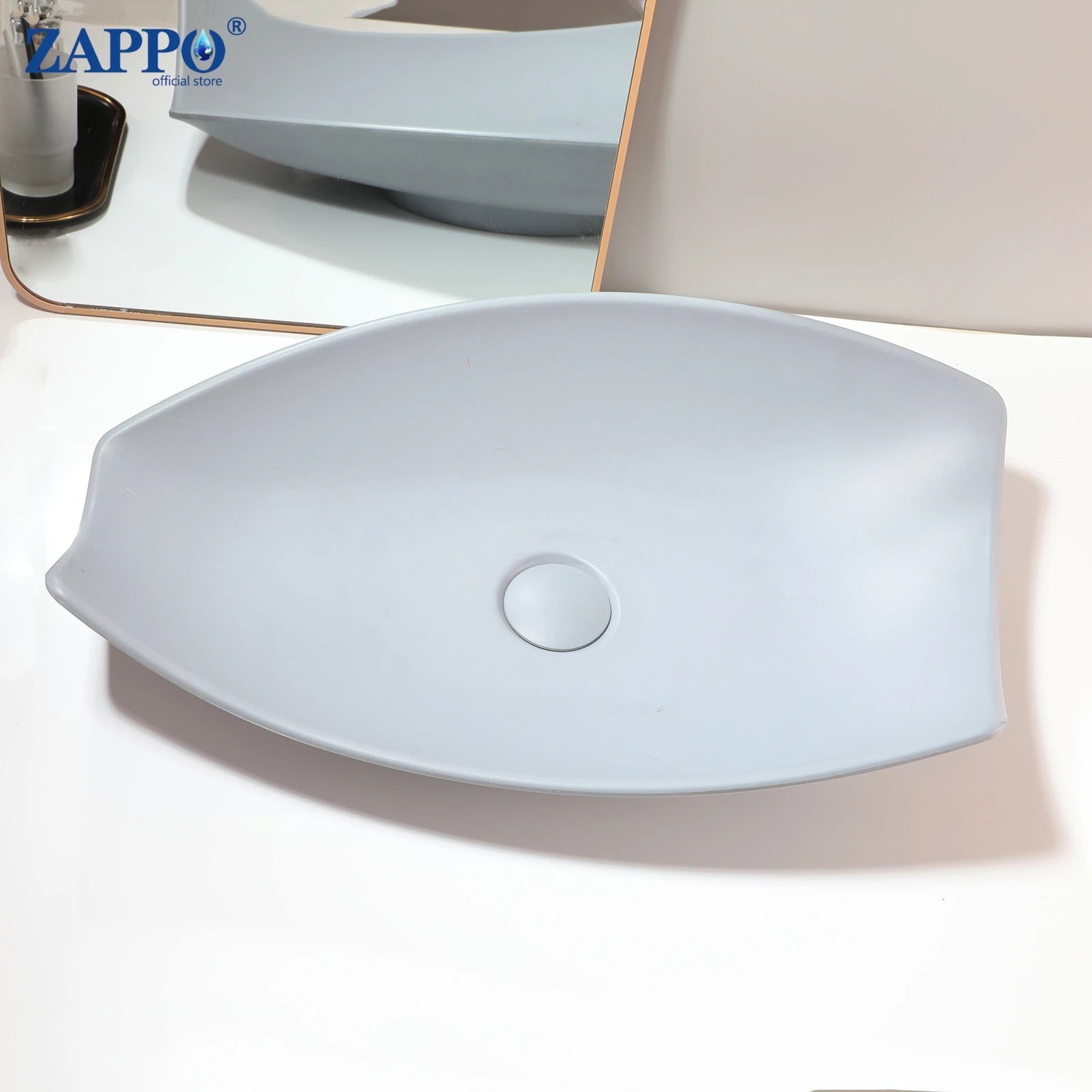 ZAPPO Bathroom Vessel Sink With Drain Bathroom Stone Resin Washbasin Round Above Counter Bowl Sinks for Bar Hotel (No Faucet)