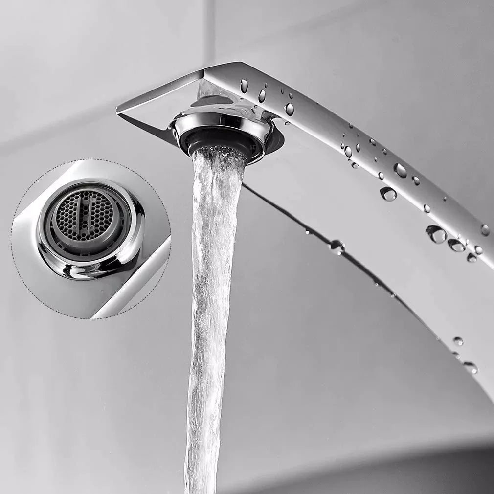 MYQualife Chrome Basin Faucet Deck Mounted Hot Cold Single Handle