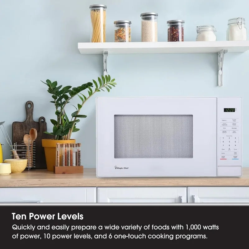 XMSJ 1000W Countertop Microwave Oven 1.1 Cu Ft Capacity
