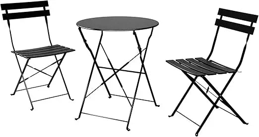 3-Piece Folding Bistro Set Weather-Resistant Outdoor Indoor Conversation Set for Patio