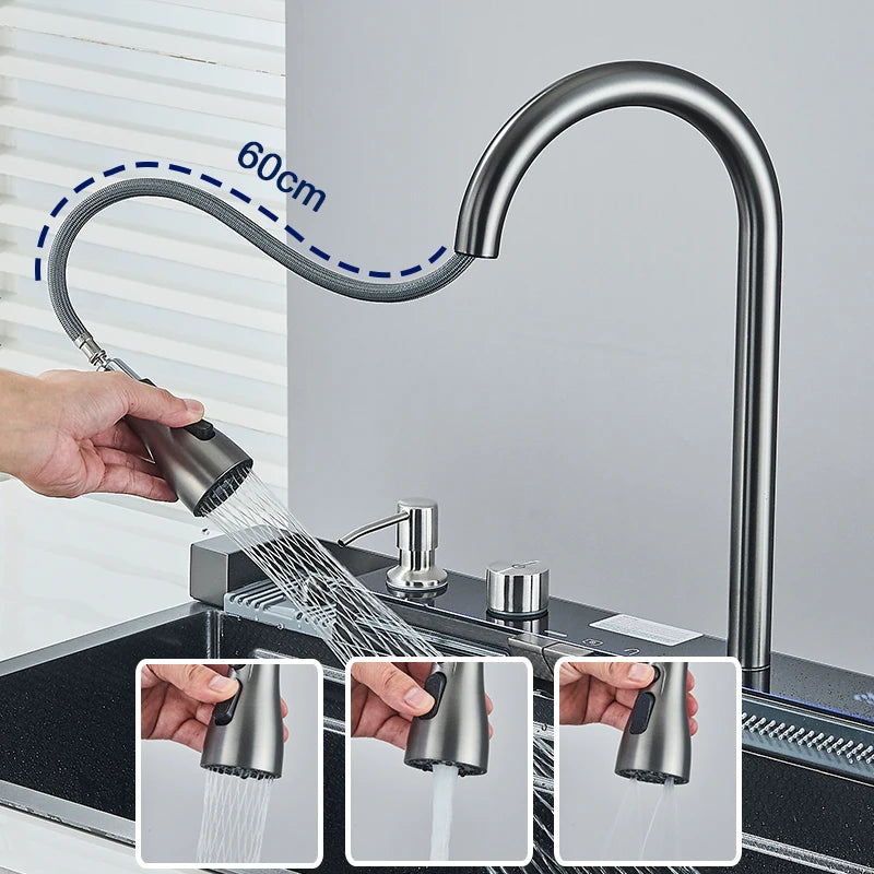 Rozin 304 Stainless Steel Kitchen Sink With Waterfall Faucet