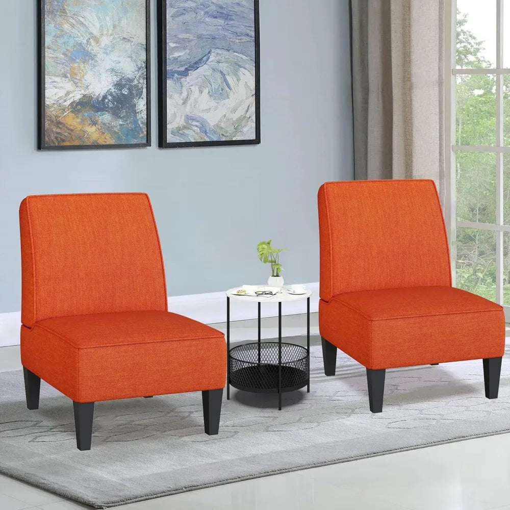 ZHUXIANG Set Of 2 Modern Accent Chairs Armless With Wood