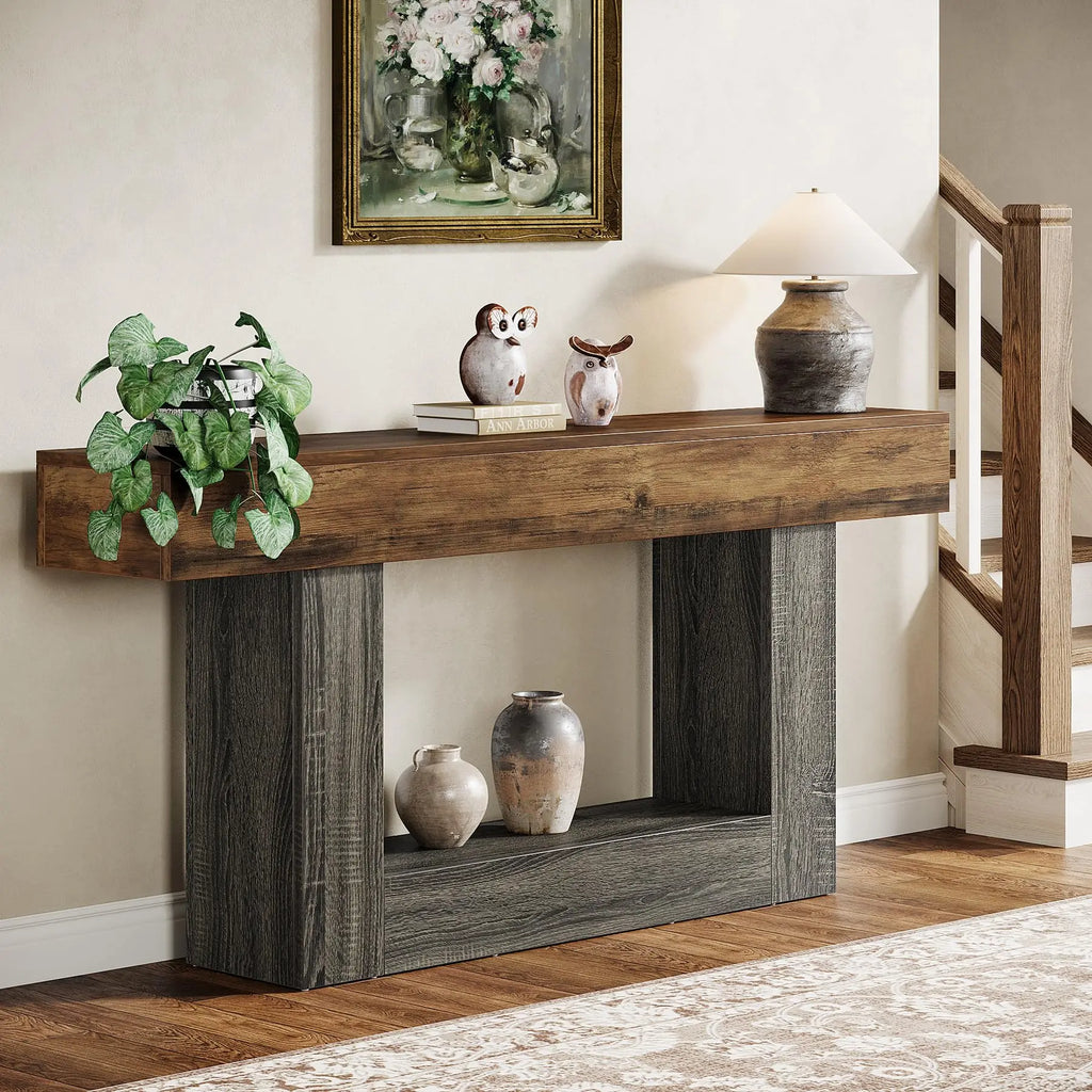 Tribesigns Farmhouse 2 Tier Entryway Console Table With U Shaped Base
