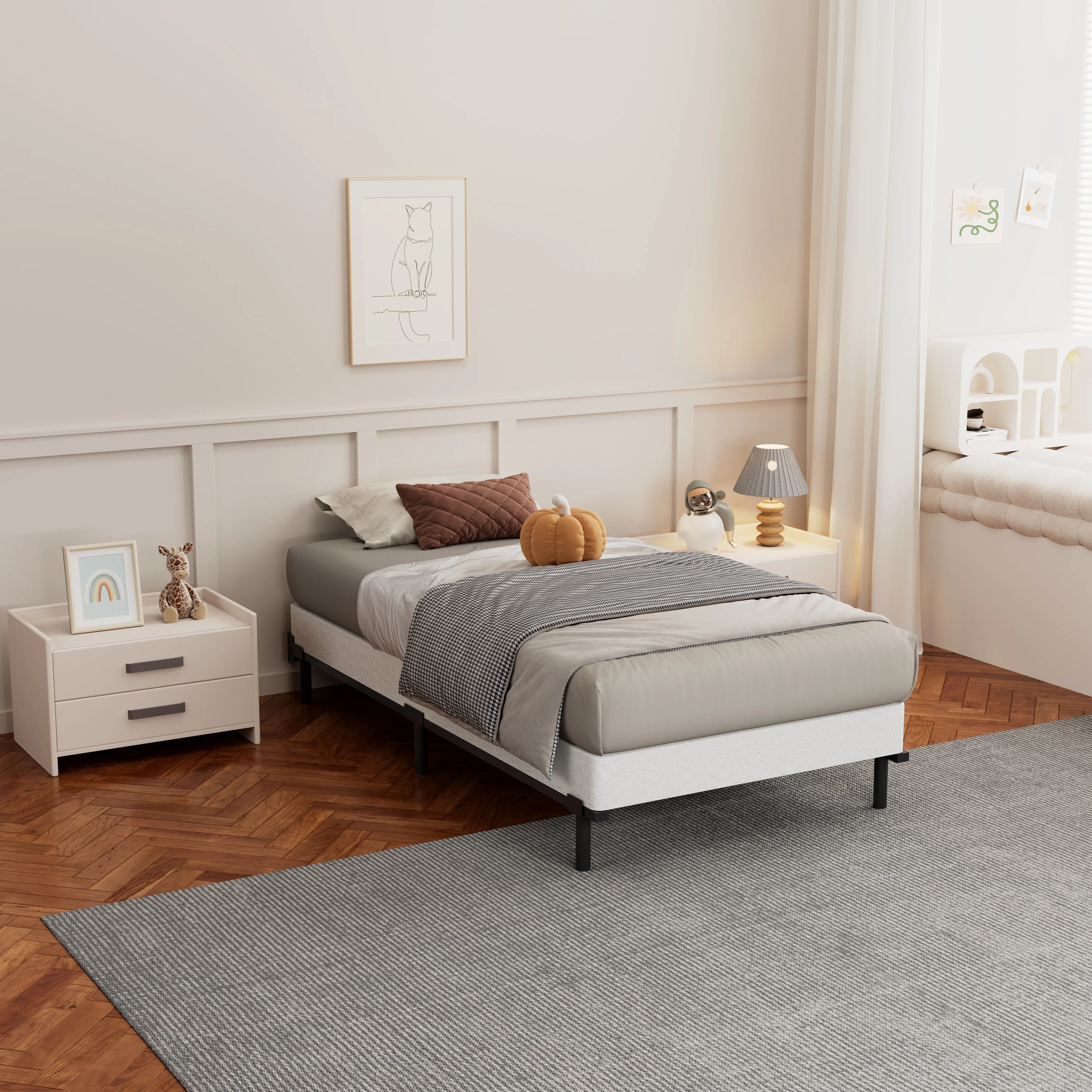 AROMUSTIME Metal Bed Frame Platform Slat Mattress Foundation