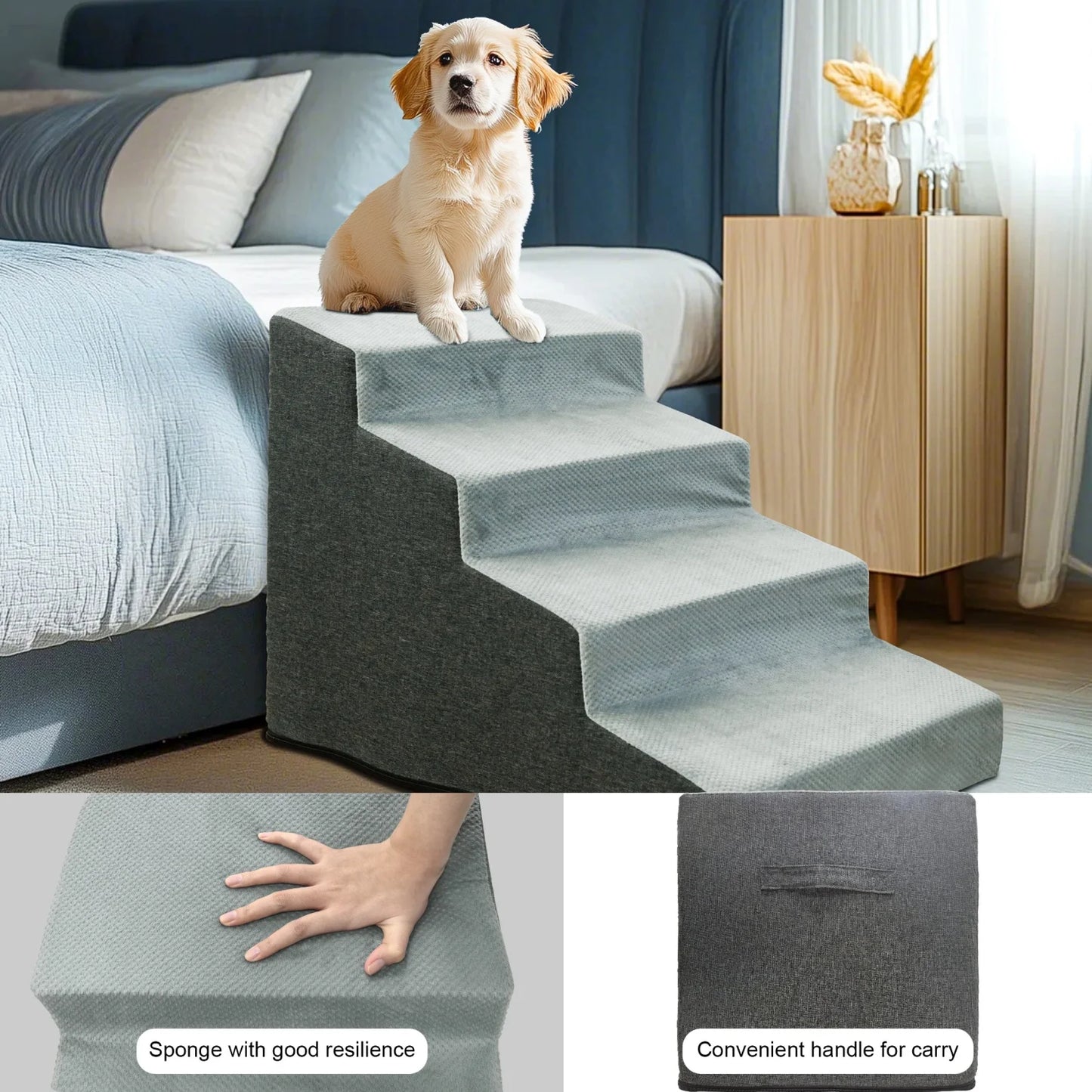 NONE Premium Foam Dog Steps For Sofa And Bed Ramps