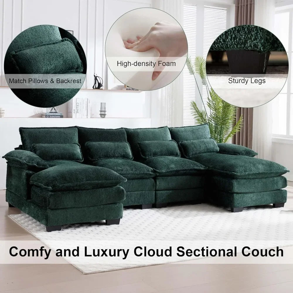 XMSJ Chenille U-Shaped Cloud Sectional Sofa
