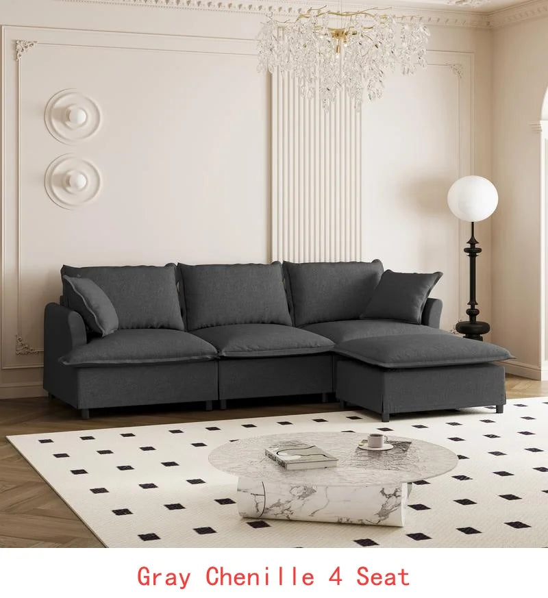 CN Sichuan Chenille Sofa Set With Throw Pillows Living Room