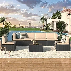 U-MAX 7 Piece Outdoor Patio Furniture Set Rattan Wicker