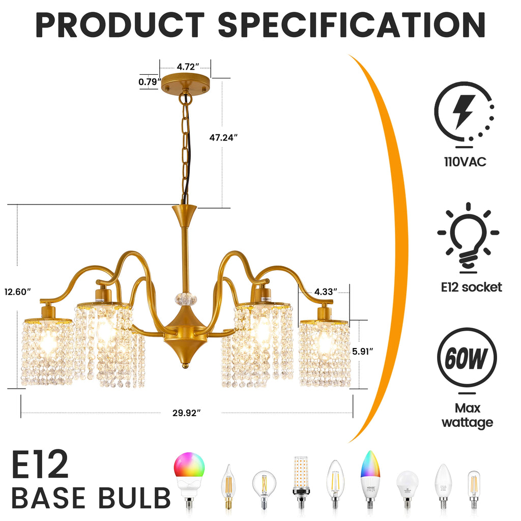 Long K9 Crystal Ceiling Chandelier For Kitchen Table Living Dining Room Bedroom Gold Crystal Branch Hanging Chandelier Lights