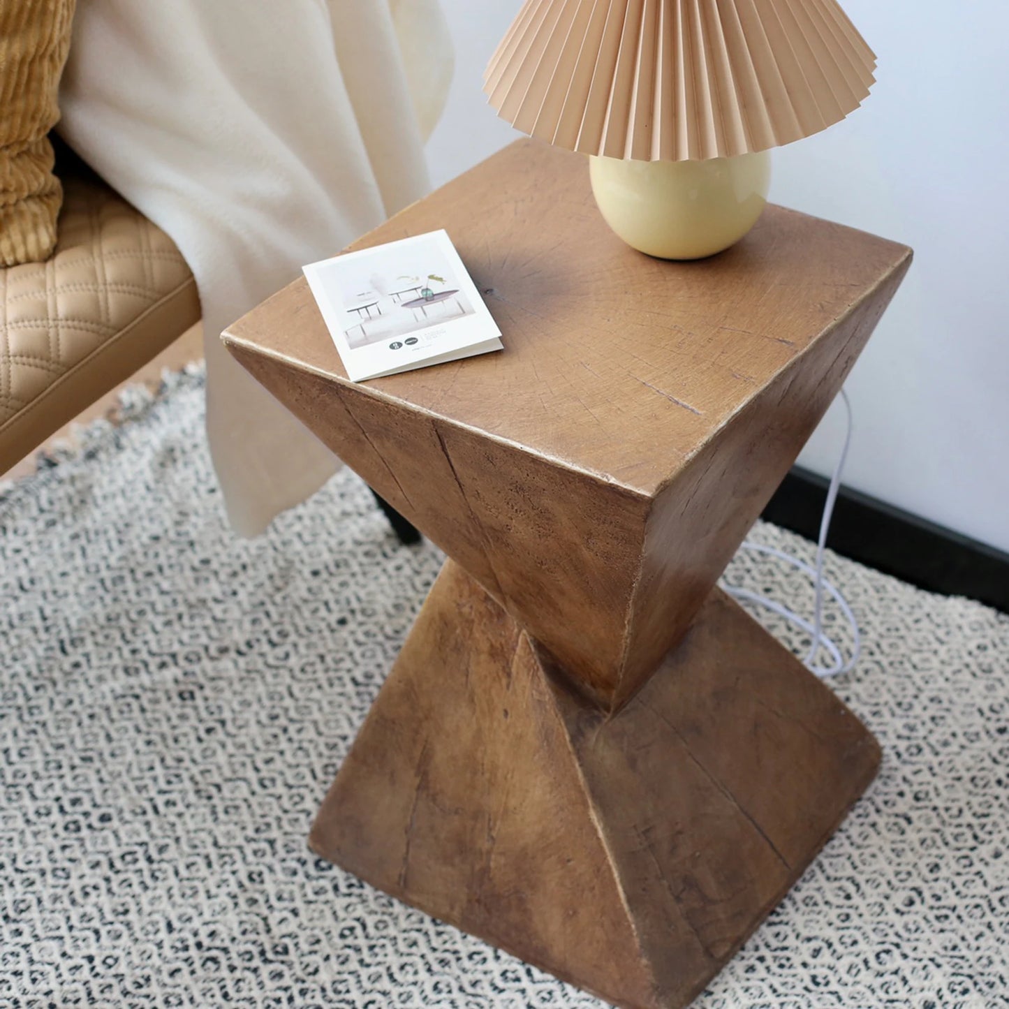 Wisfor Lightweight Concrete Triangle Accent Table For Indoor Outdoor Use