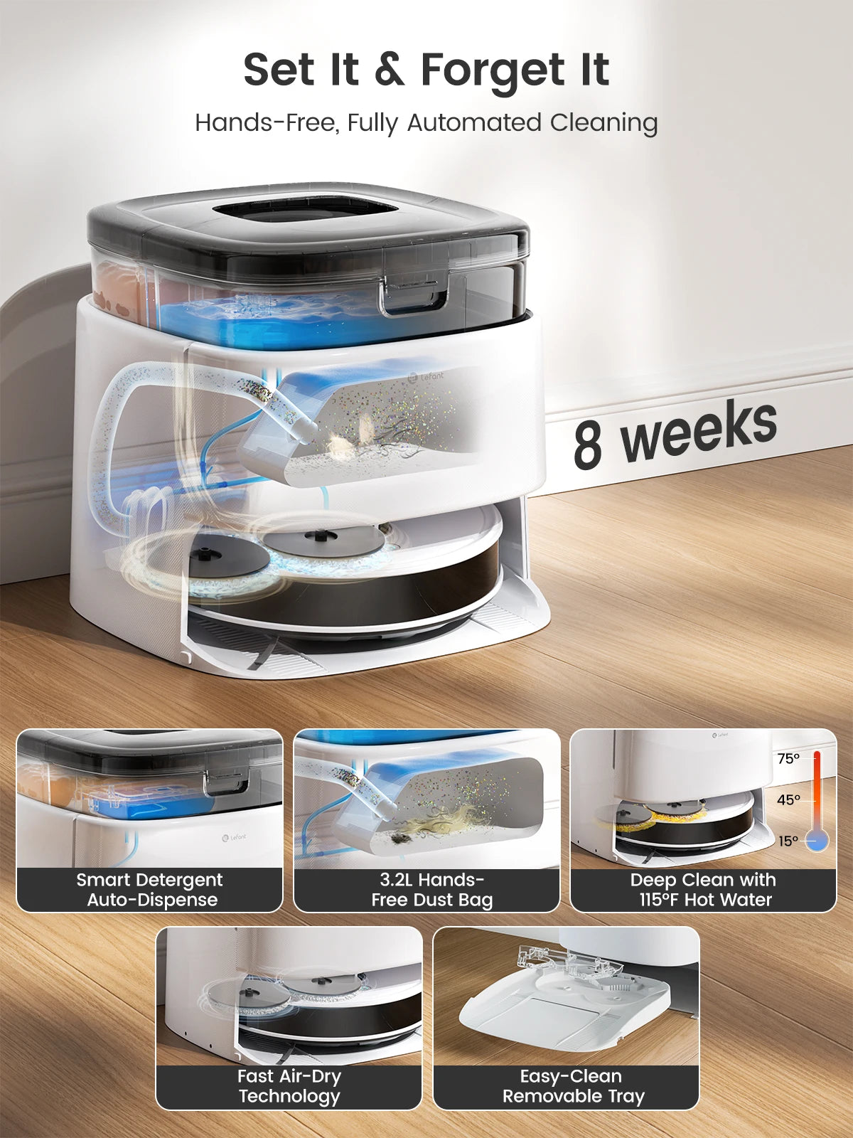 Lefant M3M3L Robot Vacuum And Mop With 12000Pa Suction