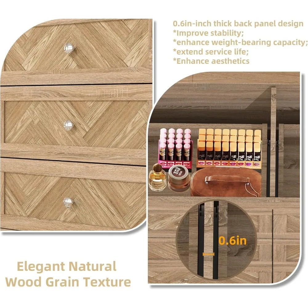 MKDK 3 Piece Bedroom Set With Dresser And Nightstands