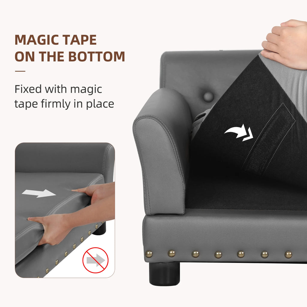 BINGOPAWCN Elevated Dog Bed Sofa With Microfiber Leather Cover Lounge Chair