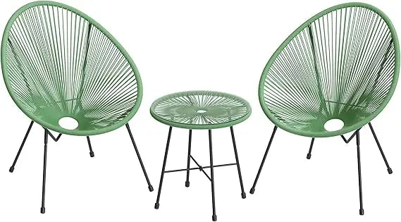 XMSJ Contemporary Outdoor Furniture Three Piece Acapulco Chairs Patio Table