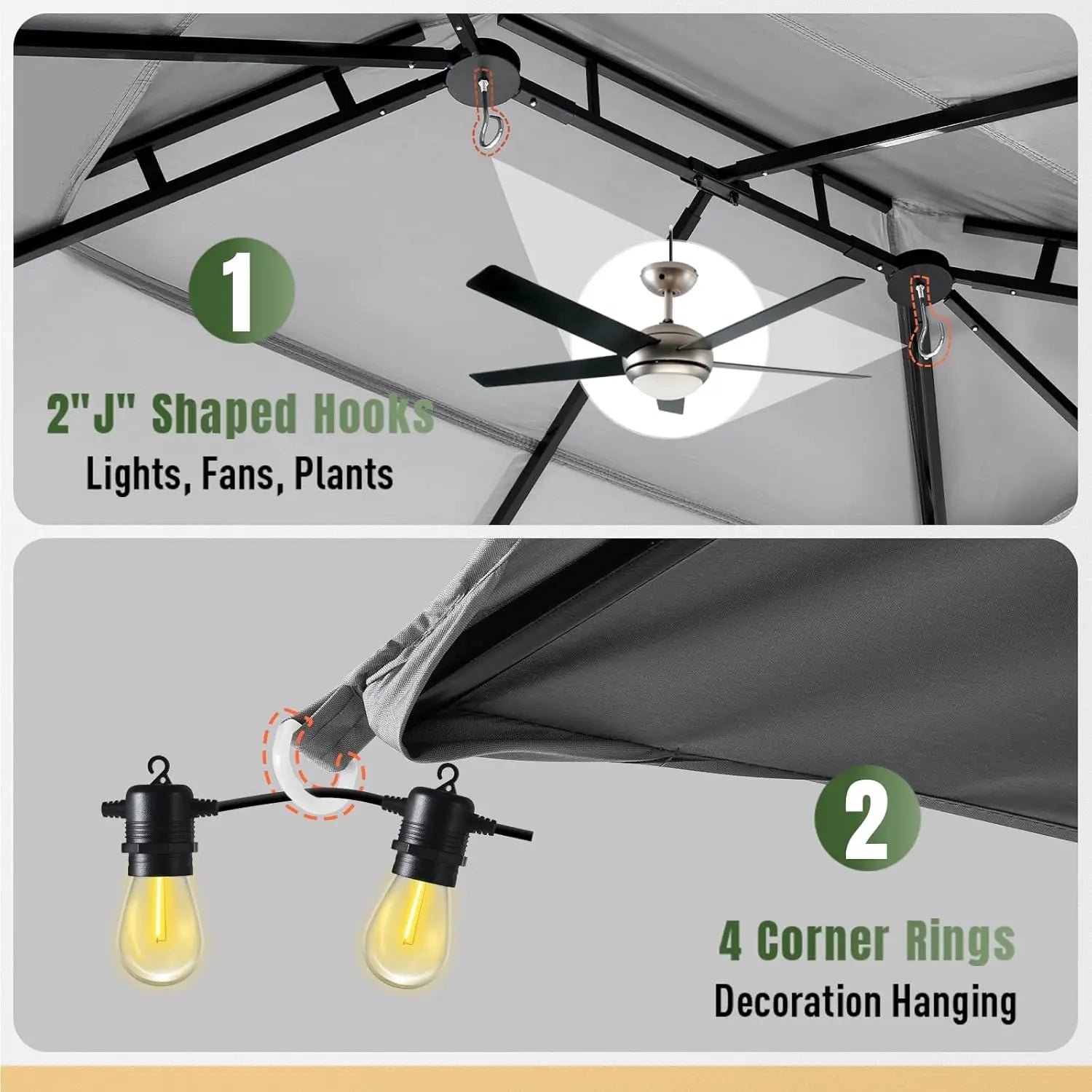 XMSJ Outdoor Gazebo With Metal Frame Canopy And Double Roofs