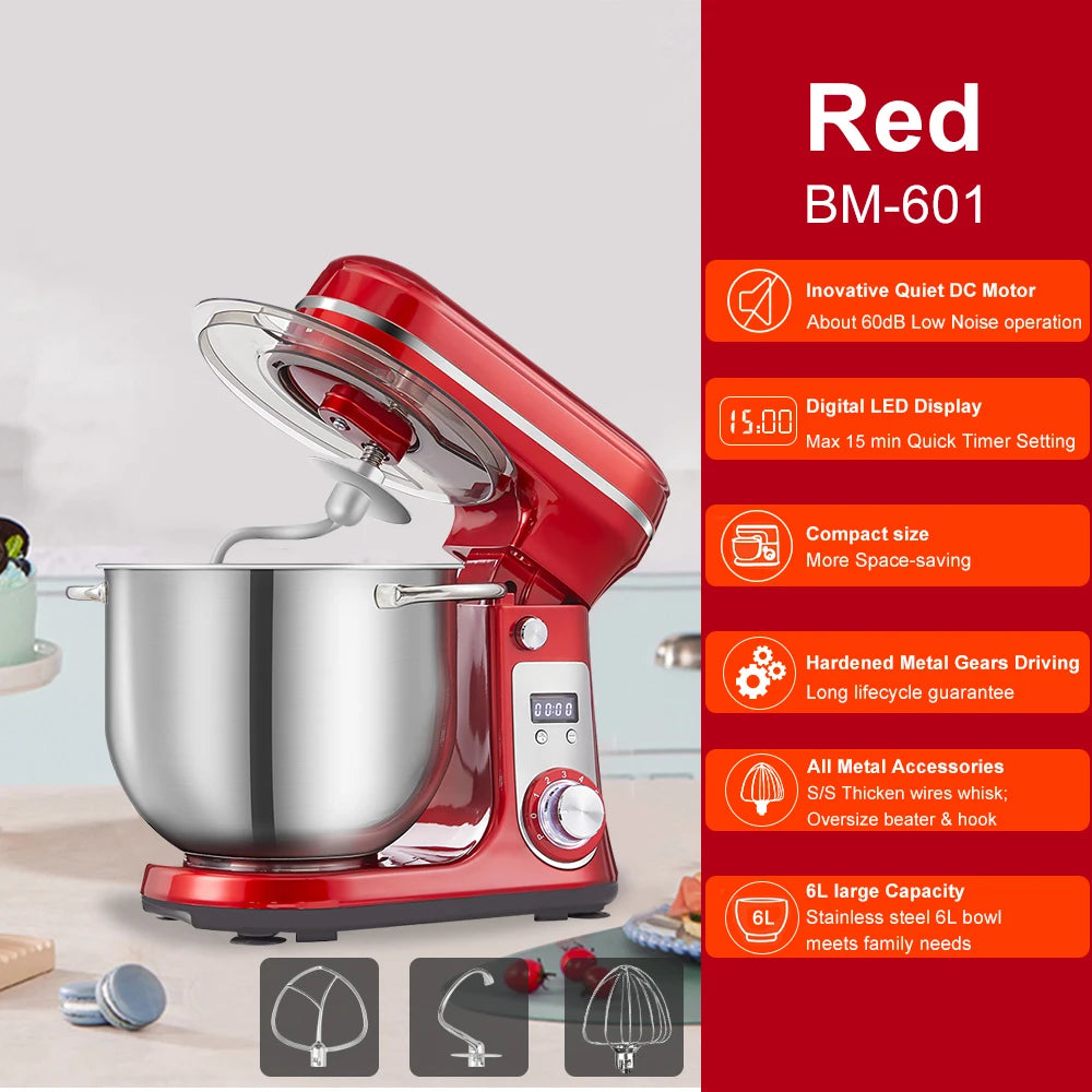 Biolomix 6 Speed 1200W Stand Mixer TiltHead