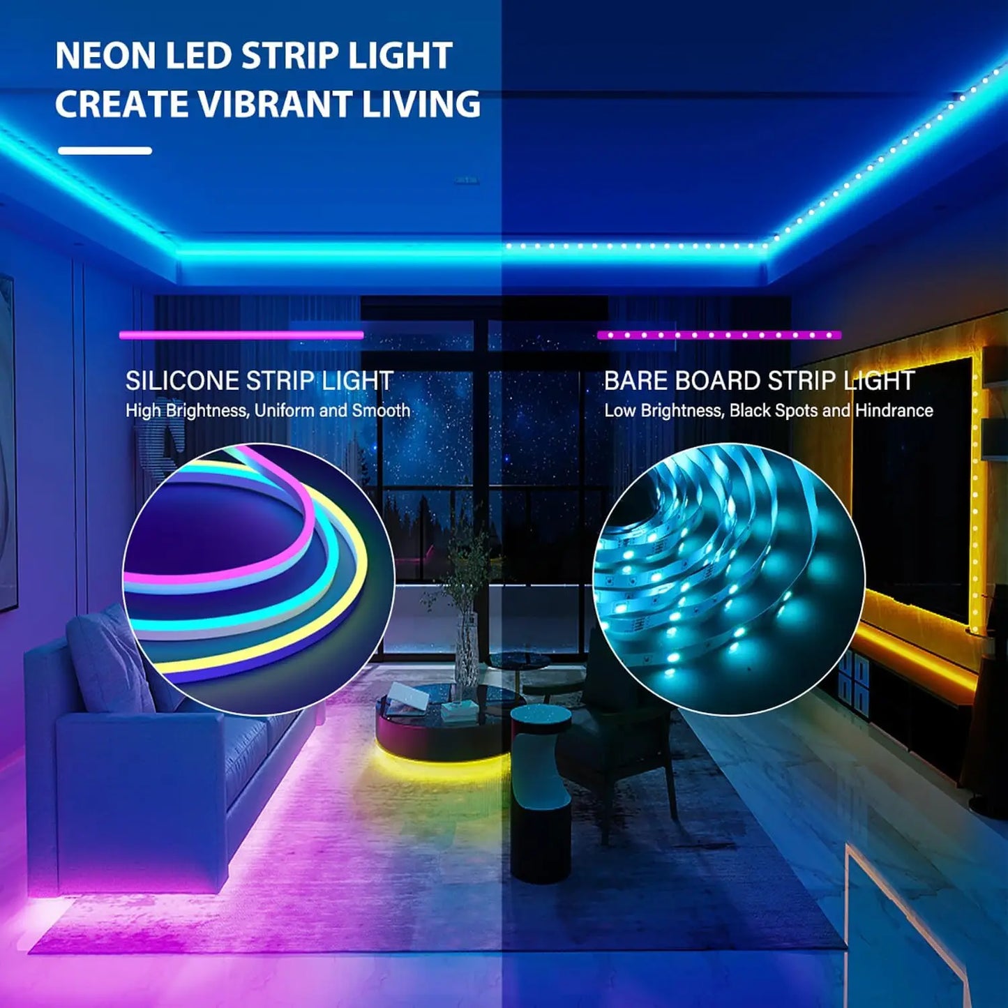 Mexllex Neon WiFi RGB LED Strip Lights Outdoor Waterproof