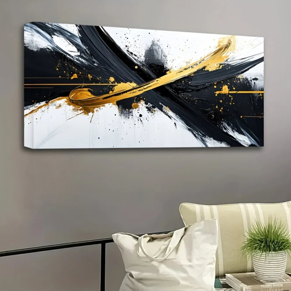 Framed Abstract Canvas Mural For Home Office Decor Accent