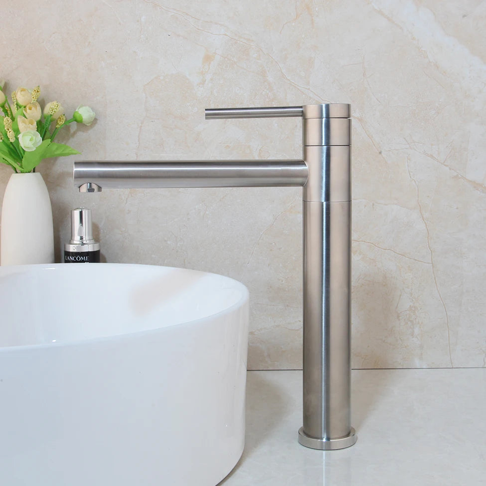 JIENI Deck Mounted Bathroom Vessel Sink Faucet With Long Spout