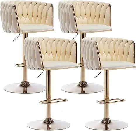 DAFIFY Velvet Swivel Bar Stools Set 4 Adjustable Counter