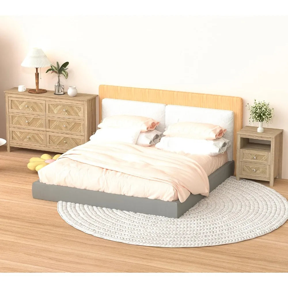 MKDK 3 Piece Bedroom Set With Dresser And Nightstands