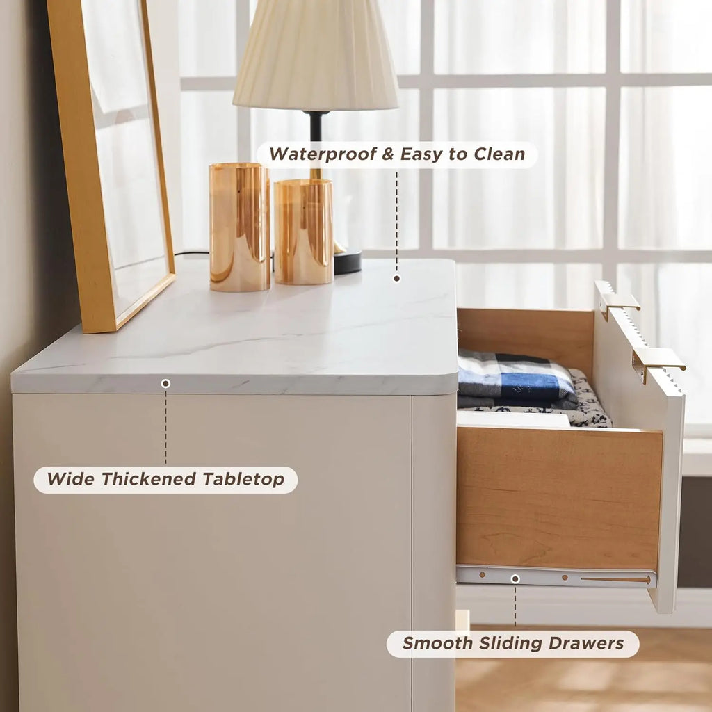 Fluted 5 Drawer Dresser Modern Wooden Chest For Living Room