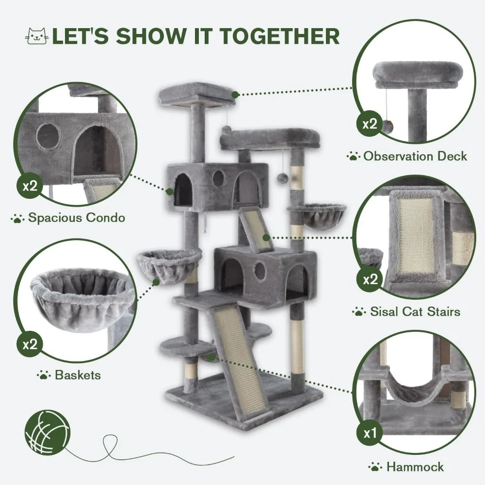 DAFIFY Three Tier Cat Tree With Sisal Posts And Hammock