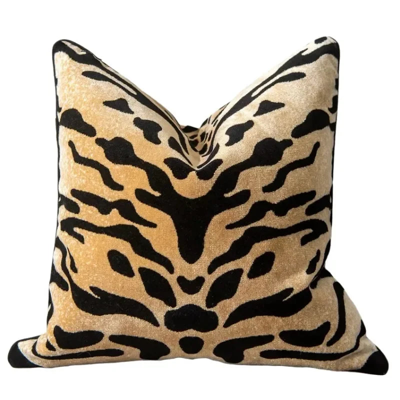 Perilune Tiger Pattern Cushion Cover Velvet Pillow Case Living Room