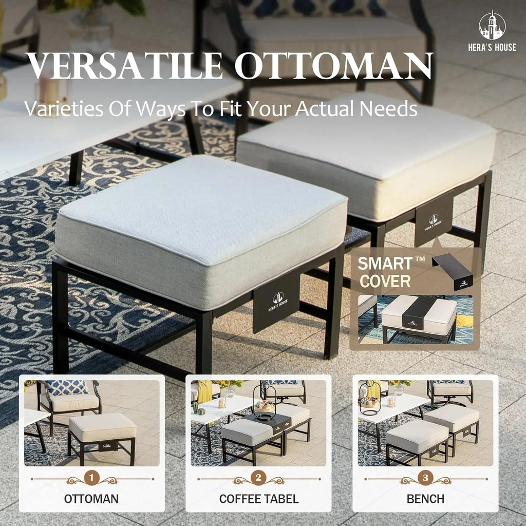 XMSJ Patio Conversation Set 5 Pieces Cushioned Outdoor Seating