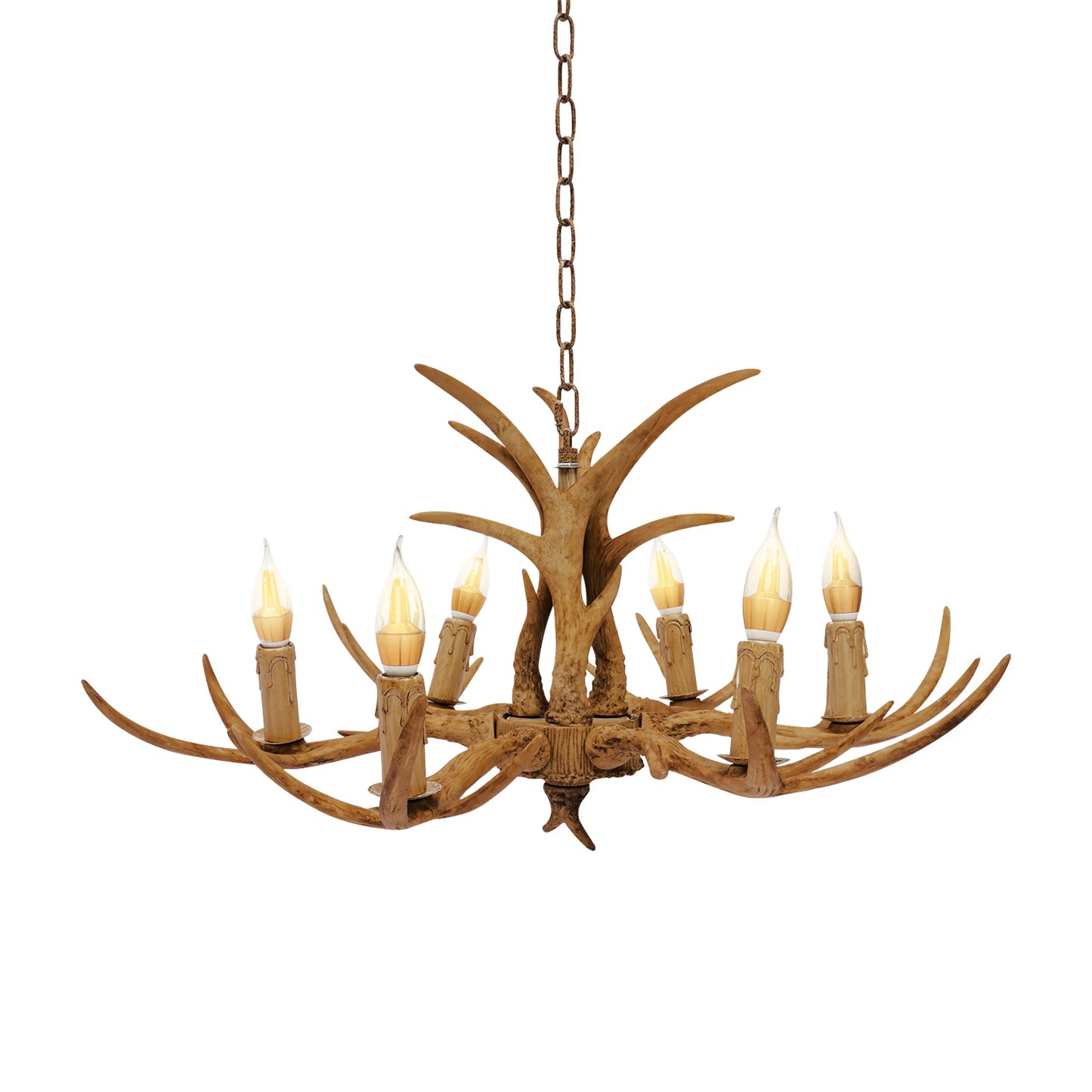 Retro Antler Chandelier Light Deer Horn Pendant Lamp For Restaurant