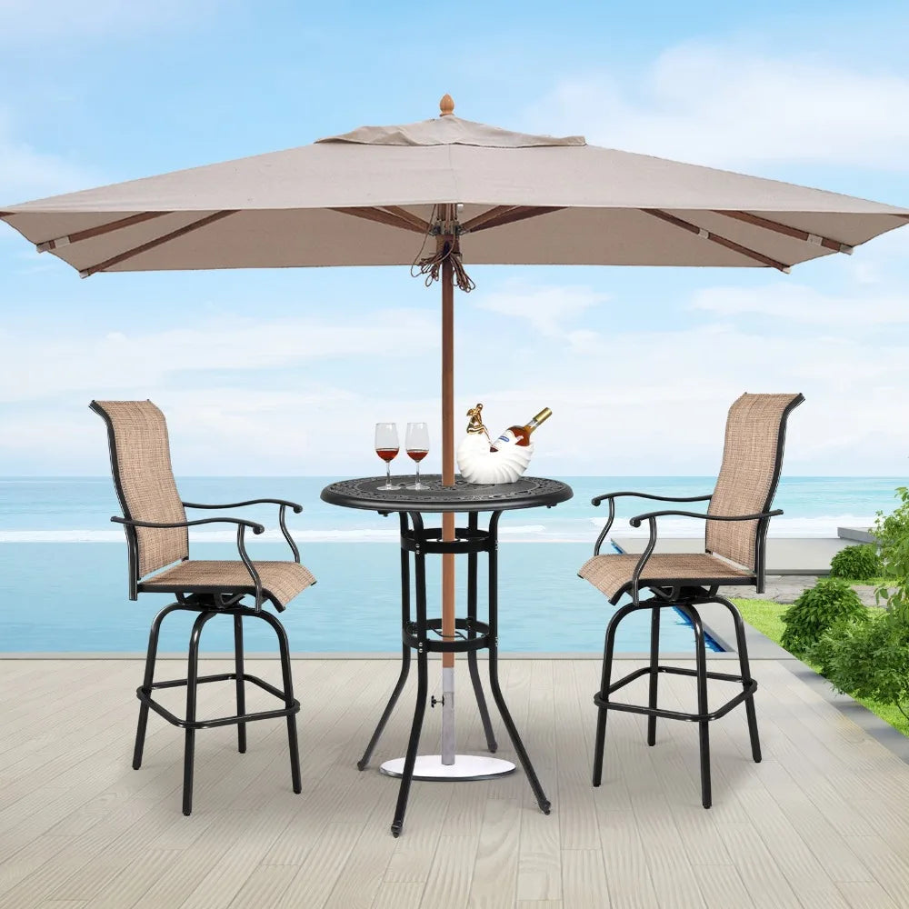 Outdoor Cast Aluminum Round Bar Patio Bistro Table Quality