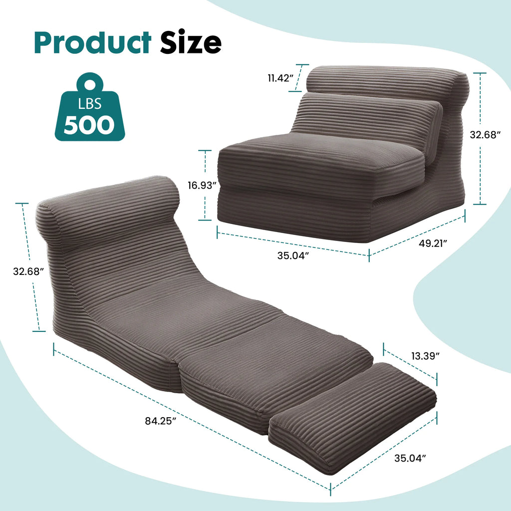 JHK Ergonomic Folding Sofa Bed With Lumbar Support