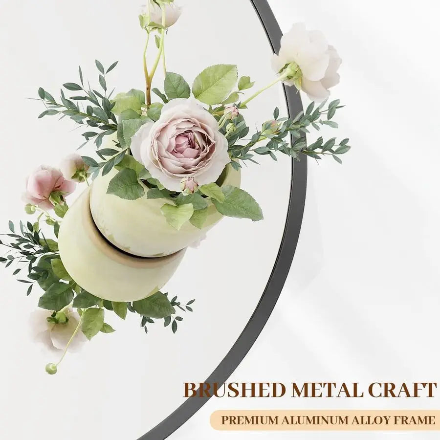 Round Metal Frame Wall Mounted Mirror For Entryway Bath Vanity