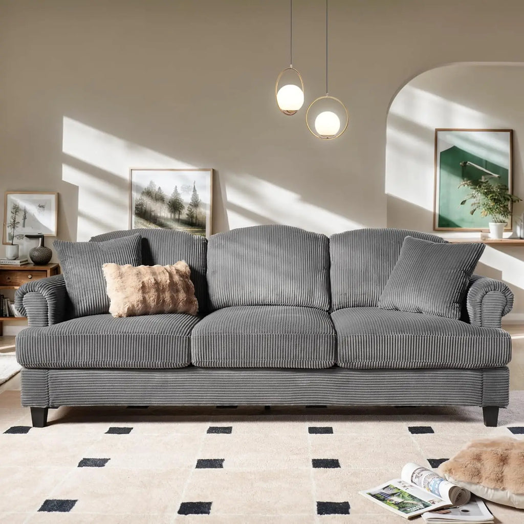 3 Seater Sofa Couch with Deep Seat,91" Comfy Cloud Couches for Living Room,Mid Century Modern Upholstered Sofa with Armrests