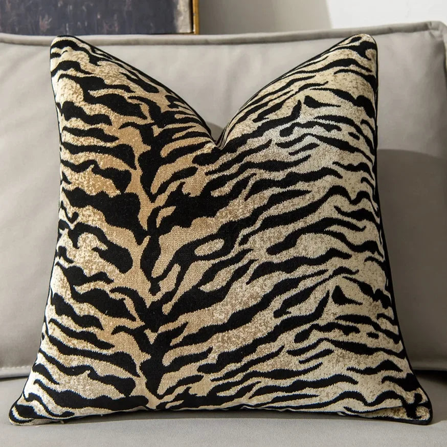 Perilune Tiger Pattern Cushion Cover Velvet Pillow Case Living Room