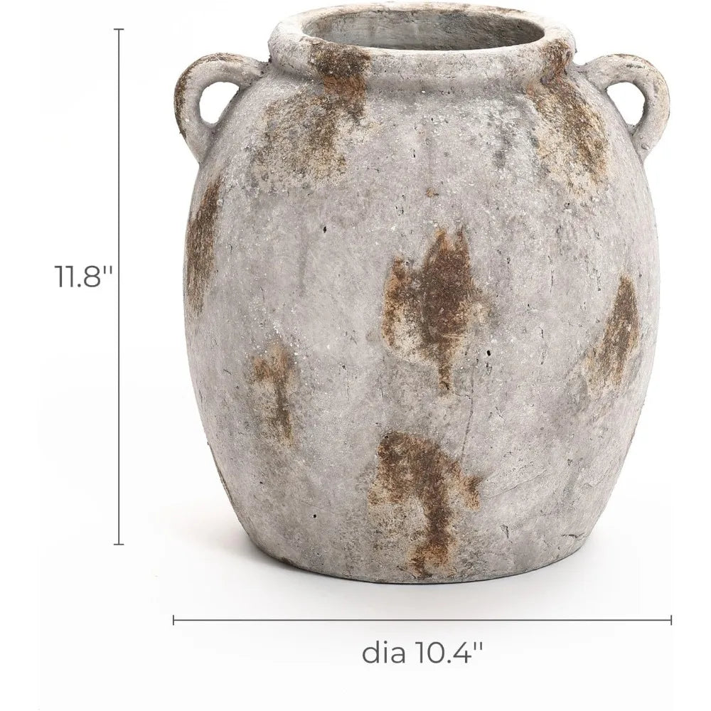 Ceramic Flower Vase With Handles Terracotta Jug Living Room Decor