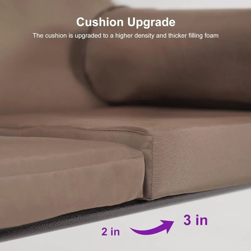 Deluxe 3 Seat Outdoor Patio Swing With Adjustable Tilt Canopy