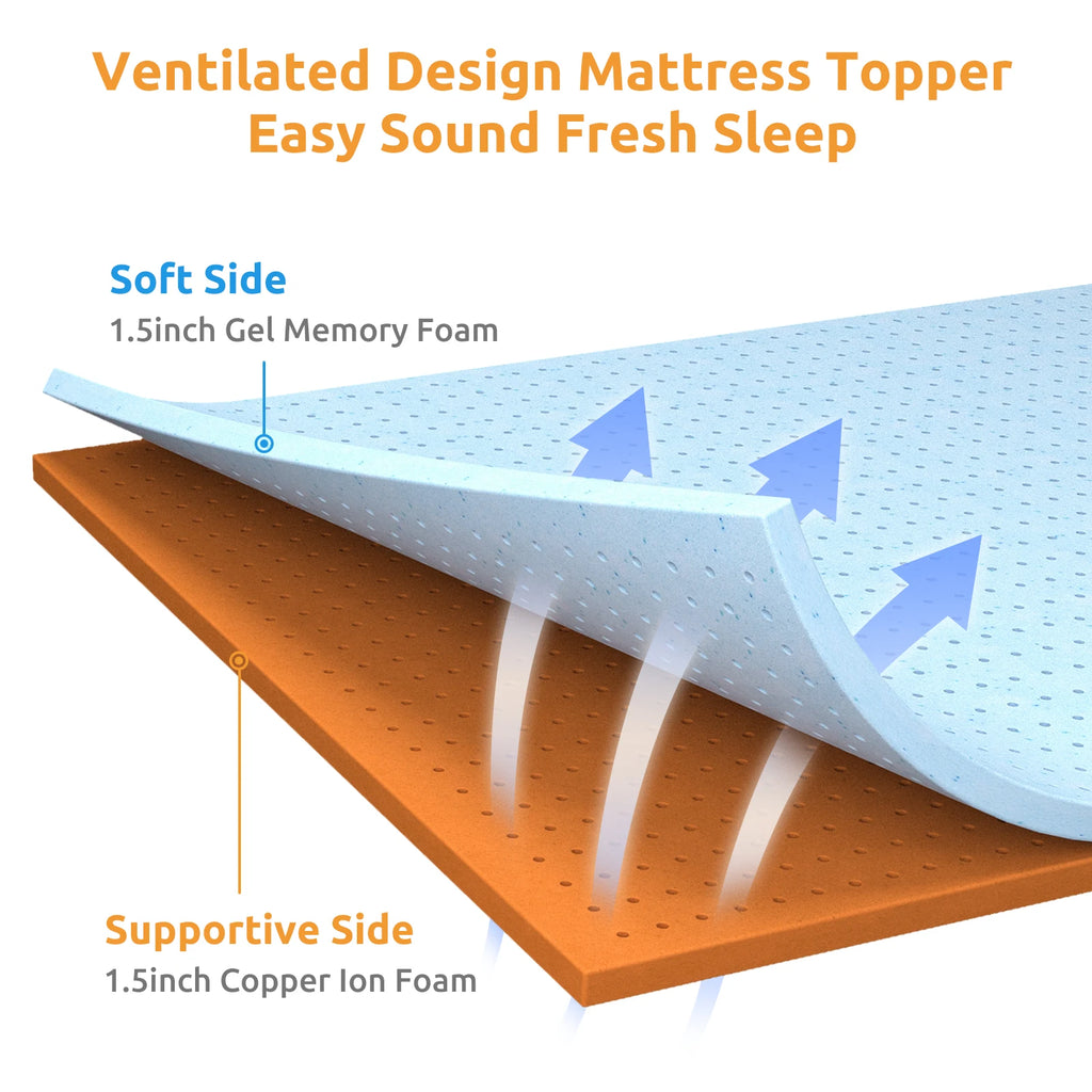 Maxzzz Cooling Gel Memory Foam Mattress Topper With Copper Foam
