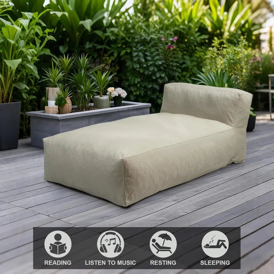 Outdoor Foam Bean Bag Bed Lounger Chair For Pool Patio