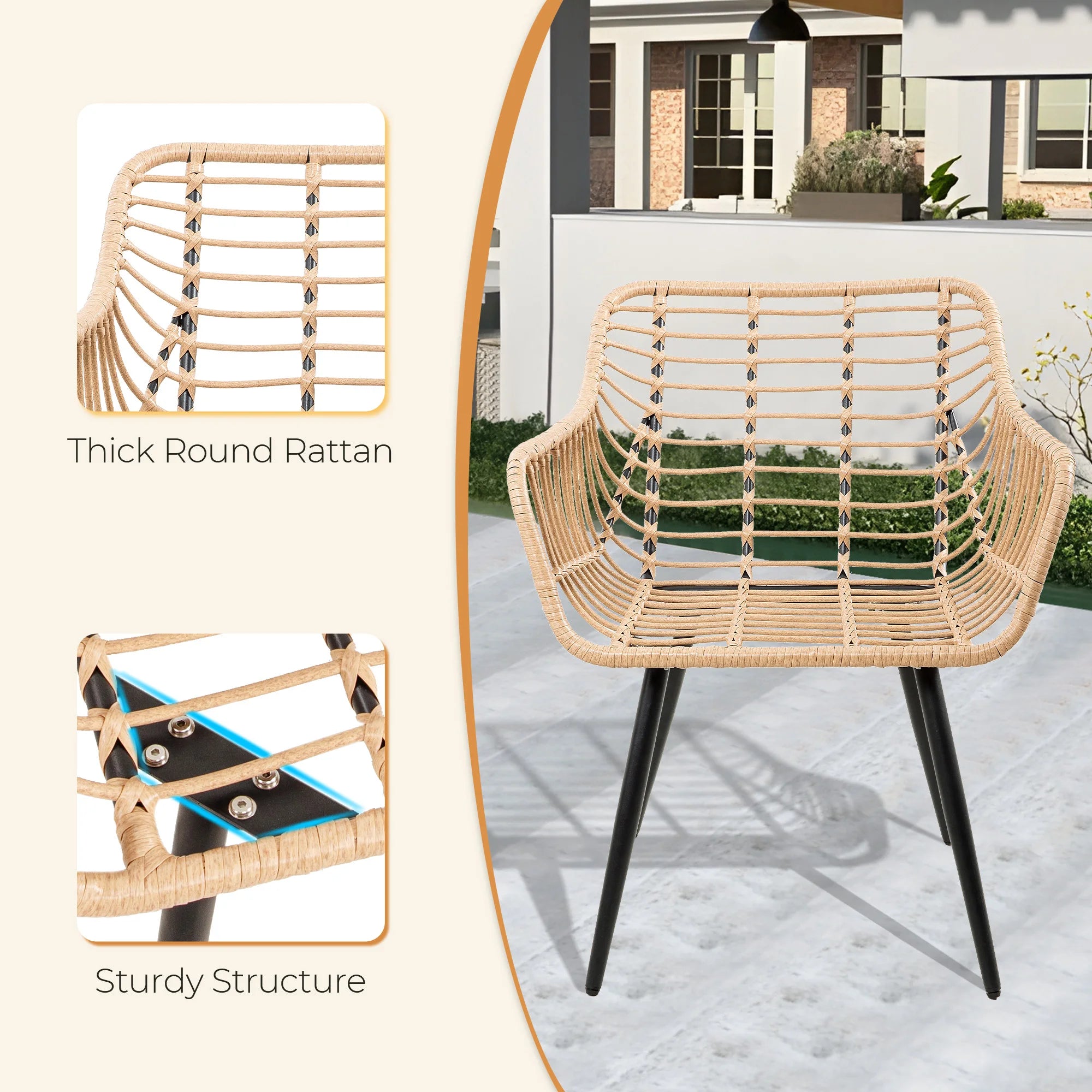 SEOGWISAM 5 Piece Outdoor Patio Furniture Set Wicker Bistro