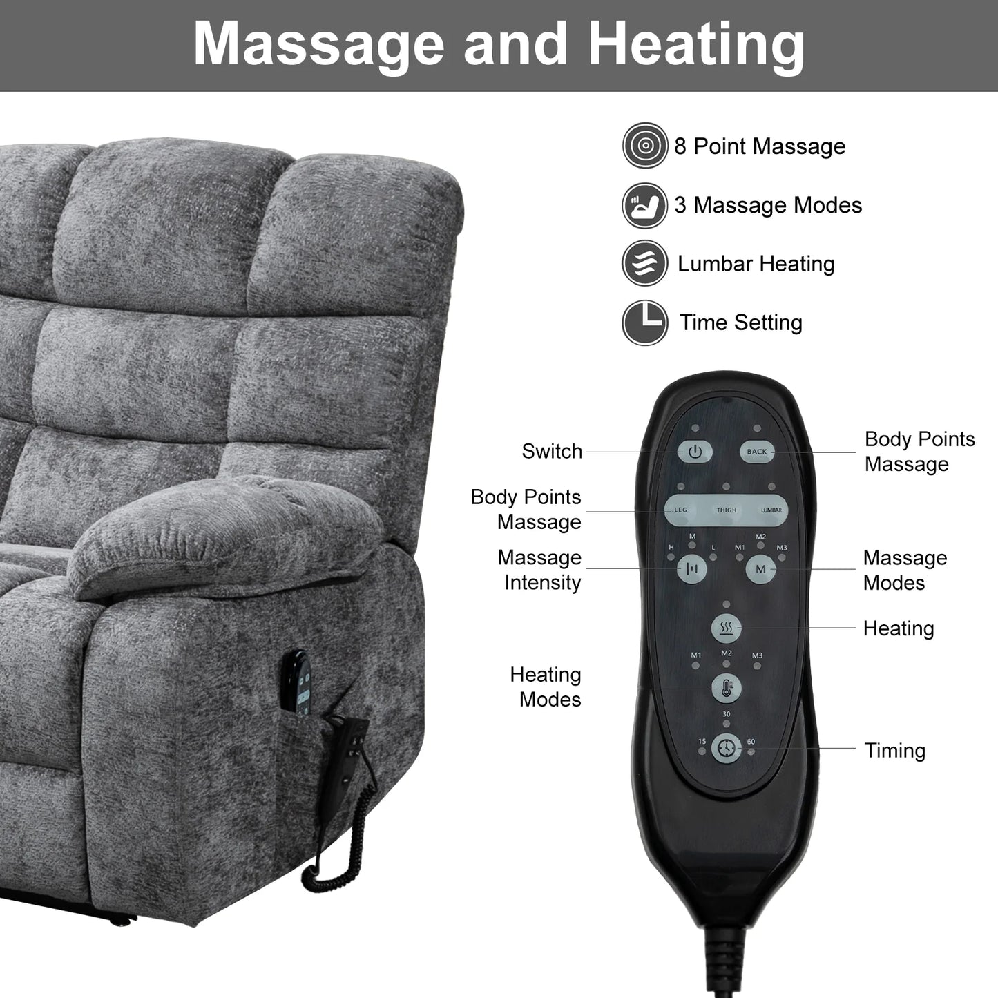 Redlife Power Lift Recliner Chair With Heat And Massage