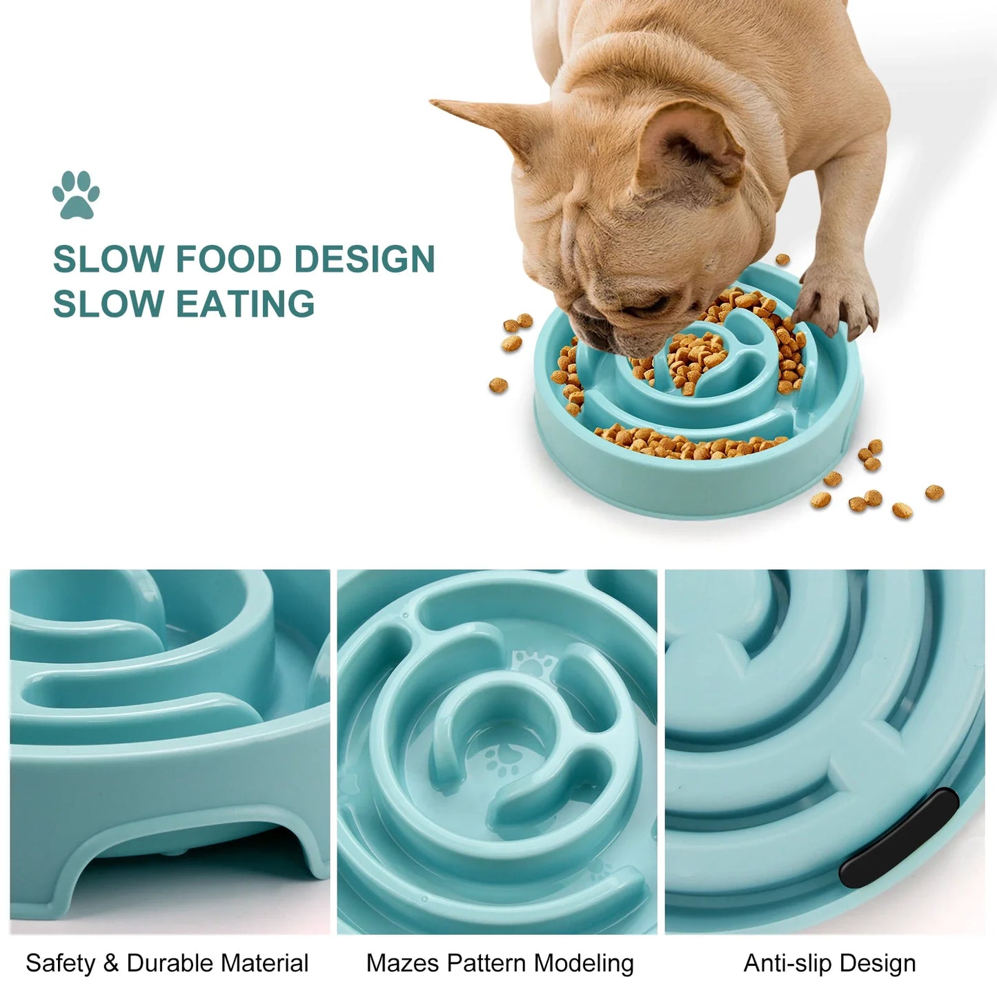 Pet Dog Slow Feeder Bowl Non Slip Anti Gulping Eco
