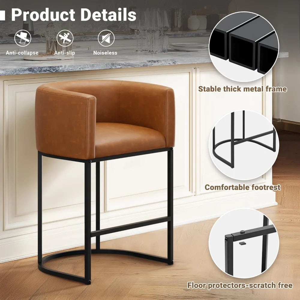 Tongyue Modern Barrel Counter Bar Stools Set Of Two