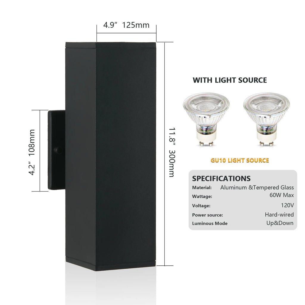 ARLGSITE Outdoor Wall Light IP65 Up and Down GU10 Aluminum