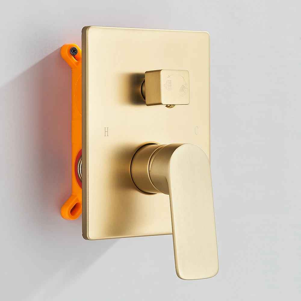 Brushed Gold Concealed Shower System Bathroom Rain Shower System Shower Mixer Tap Rainfall Shower Faucet